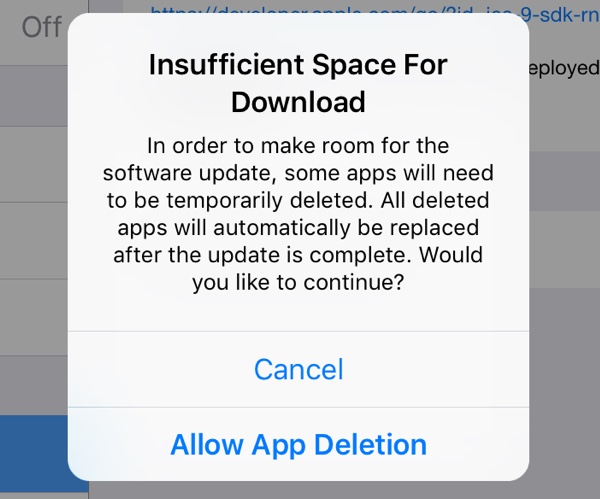 iOS 9升级时，系统可能会自动删除你的应用