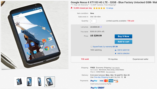  转战高端失败 谷歌Nexus 6跳楼价求清货