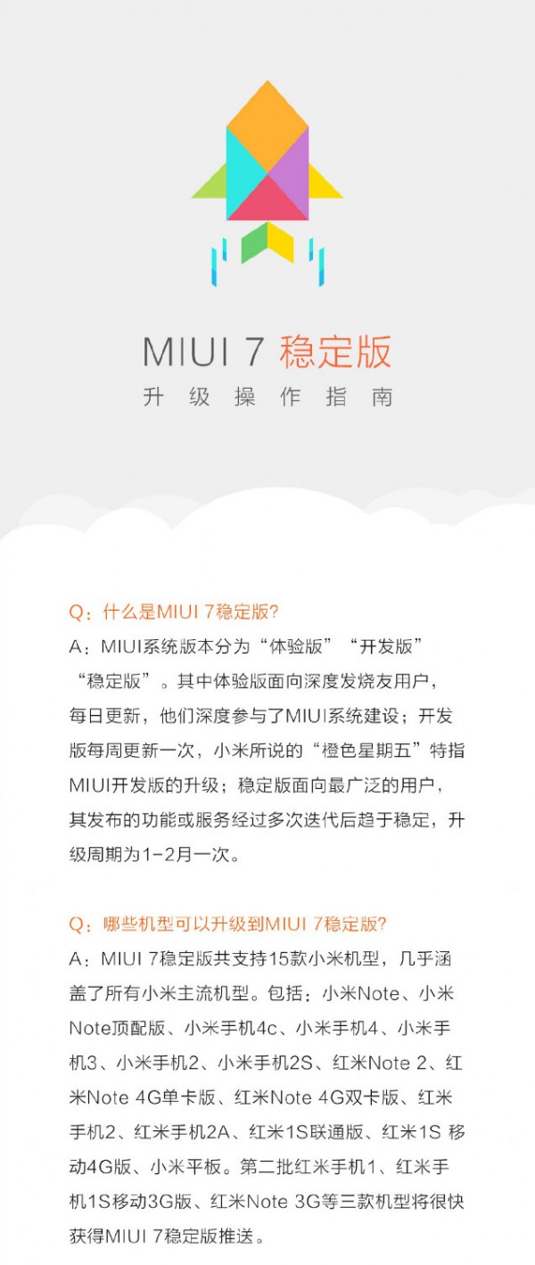 Mi boy们，MIUI 7稳定版今日开放升级