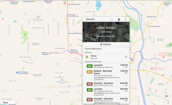 苹果地图默默更新：可以查洛杉矶公交了