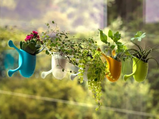 小巧的便携式花盆：可将盆栽固定在窗户上