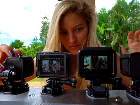 美女湿身测试！四款GoPro运动相机对比