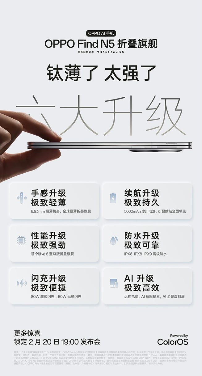 OPPO Find N5发布会前瞻：六大升级但影像开倒车，降价更合适？